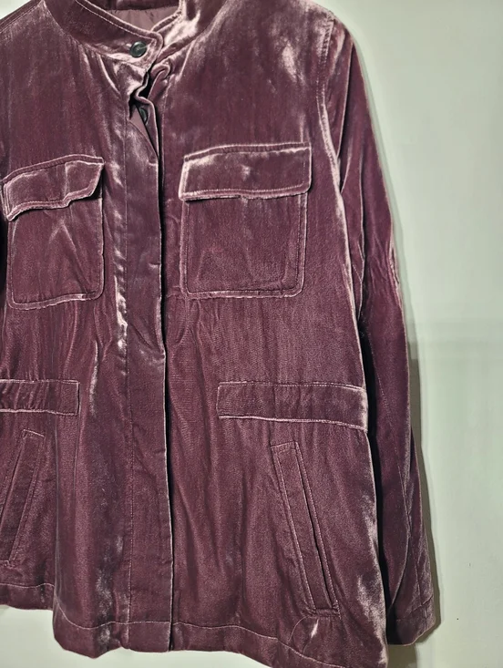 Velvet Muave Utility Jacket Dark Academia Grunge Whimsigoth Sz L Witchy Preppy - Picture 5 of 10